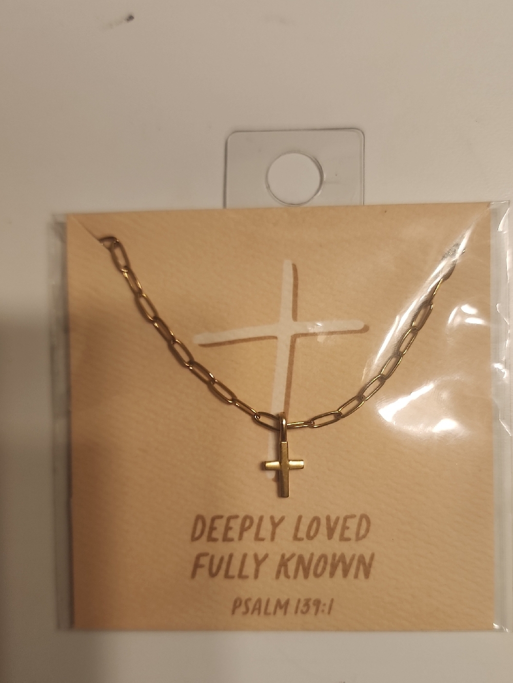 Gold Cross Pendant Necklace - Deeply Loved Design